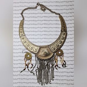 Fold tone statement Necklace and matching earrings